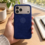 arre Suede Case for iPhone 18 Pro Max - Navy - hand