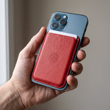 arre Leather Card Wallet - Red - hand