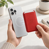 arre Leather Card Wallet - Red - desk