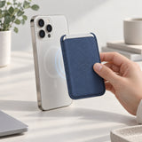 arre Vegan Leather Card Wallet - Navy - desk