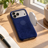 arre Suede Case for iPhone 18 Pro - Navy - desk