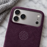 arre Suede Case for iPhone 18 Pro - Plum - macro