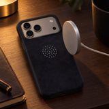 arre Suede Case for iPhone 18 Pro Max - Black - desk