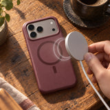 arre Silicone Case for iPhone 18 Pro - Burgundy - desk