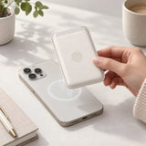 arre Leather Card Wallet - White - desk