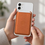 arre Vegan Leather Card Wallet - Orange - hand
