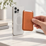 arre Vegan Leather Card Wallet - Orange - desk