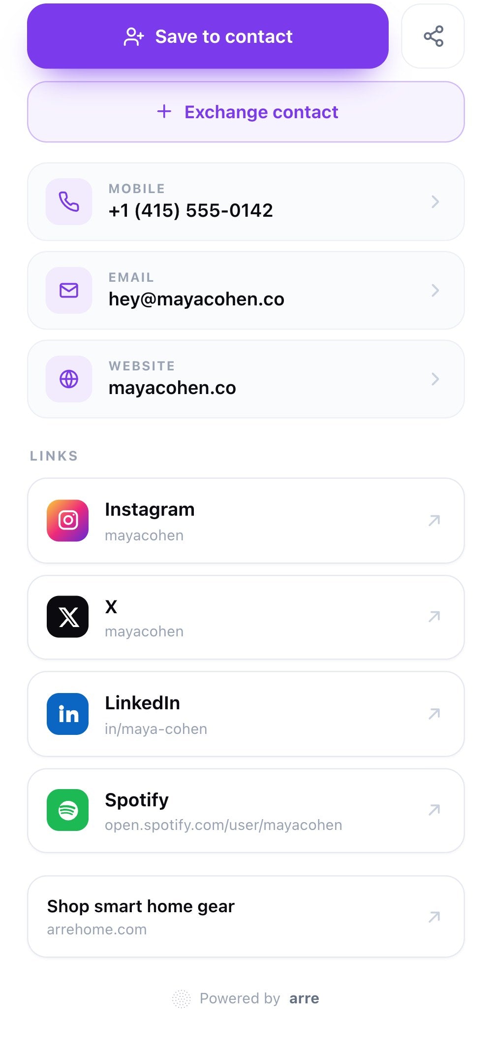 arre link profile — Maya Cohen